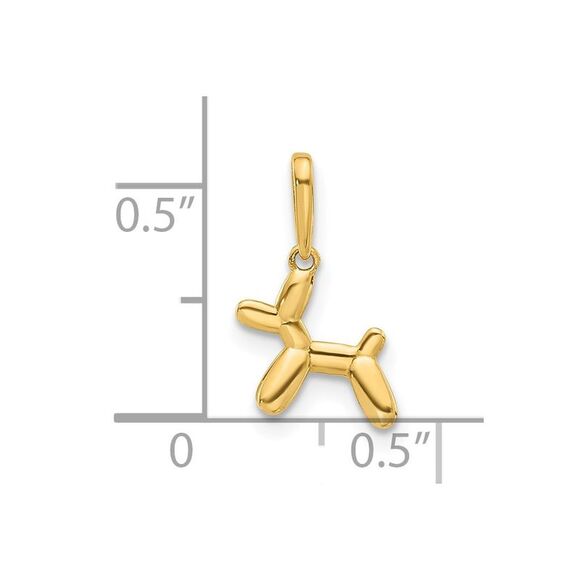 Kazi Luxury 14k Yellow Gold Polished 3D Balloon Puppy Pendant Charm